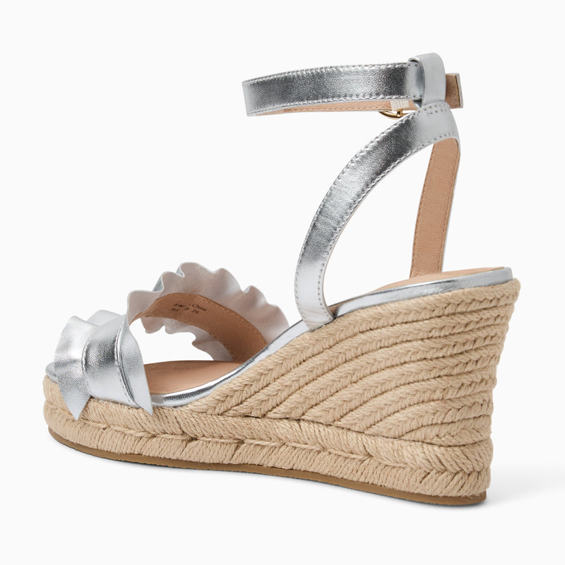 Rozette Leather Ruffle Wedge