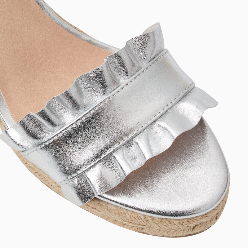 Rozette Leather Ruffle Wedge