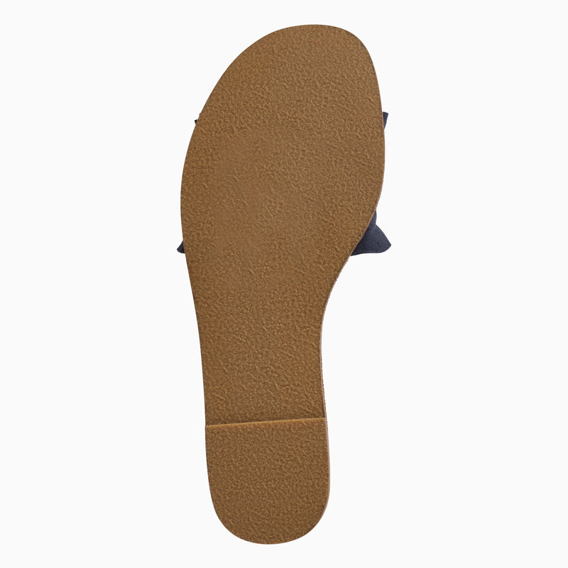 Rozette Leather Ruffle Slide Sandal