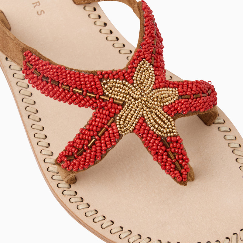 Starland Beaded Suede Flat Sandal