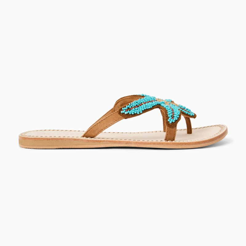 Starland Beaded Suede Flat Sandal
