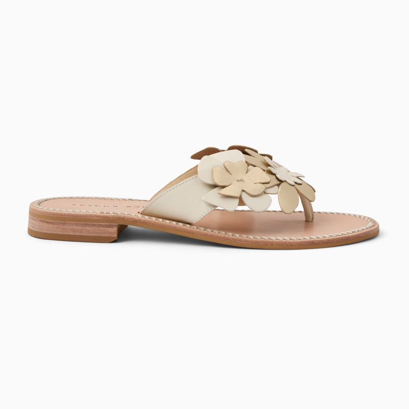 Talahi Leather Floral Flat Sandal