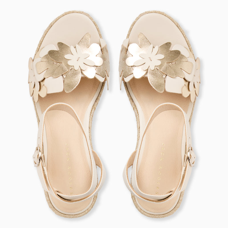 Talahi Leather Floral High Heel Wedge