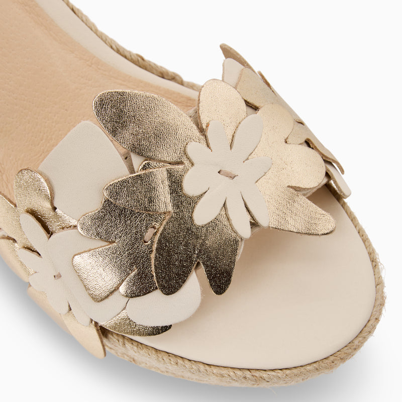 Talahi Leather Floral High Heel Wedge