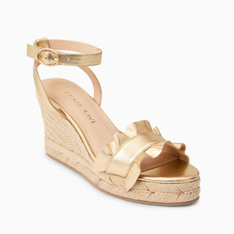 Rozette Leather Ruffle Wedge