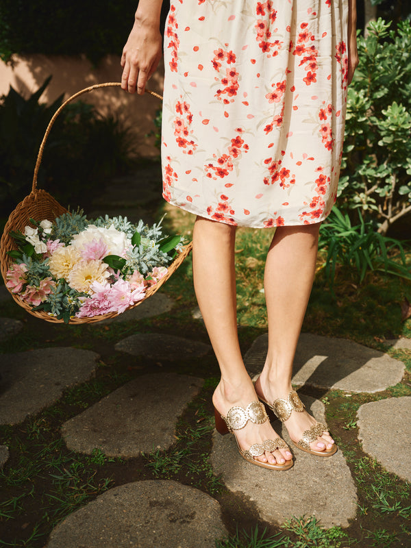 Lauren Leather Mid Block Heel