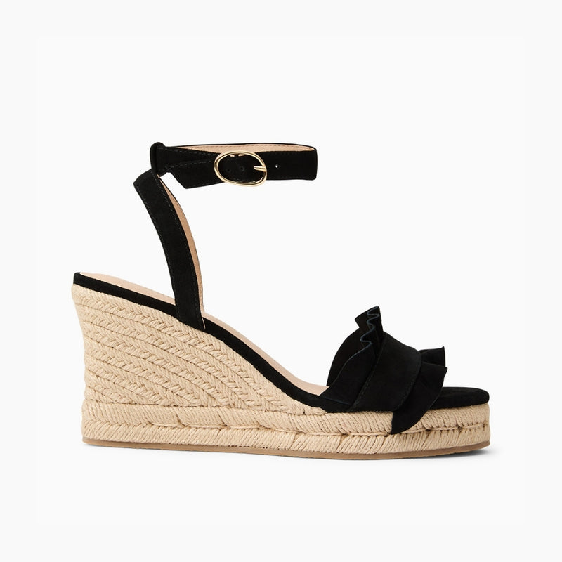 Rozette Suede Ruffle Wedge