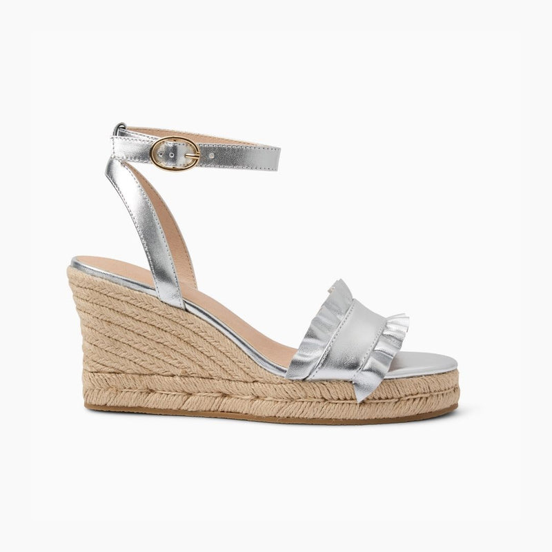 Rozette Leather Ruffle Wedge
