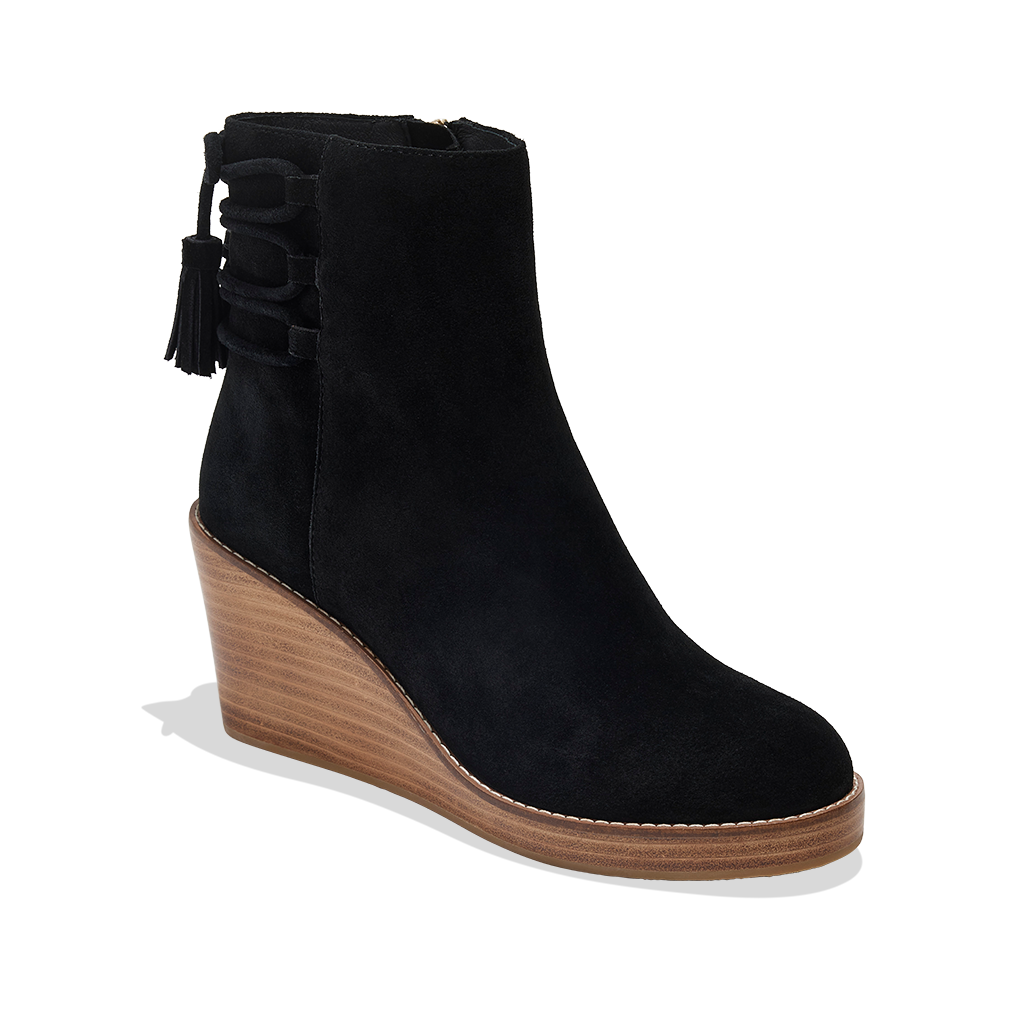 Black suede wedge deals booties