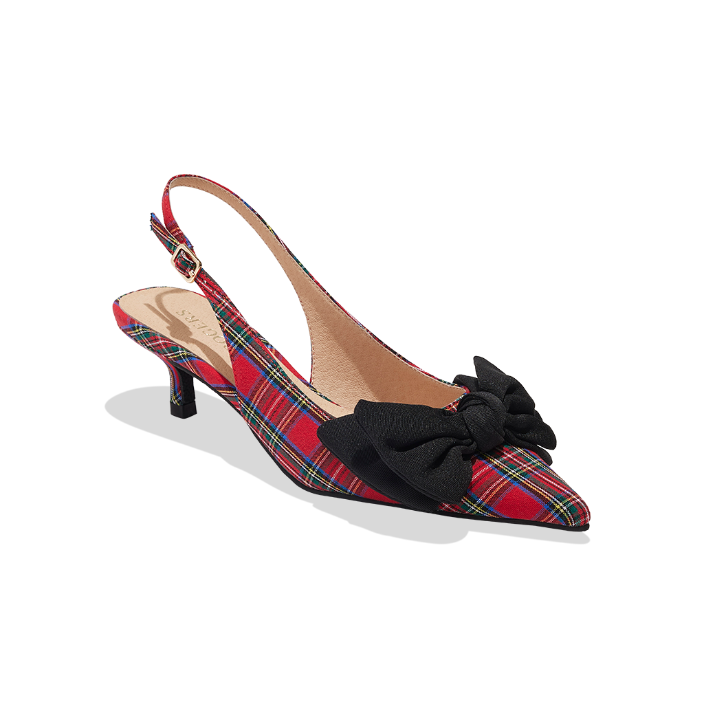 Red kitten heel slingback shoes sales