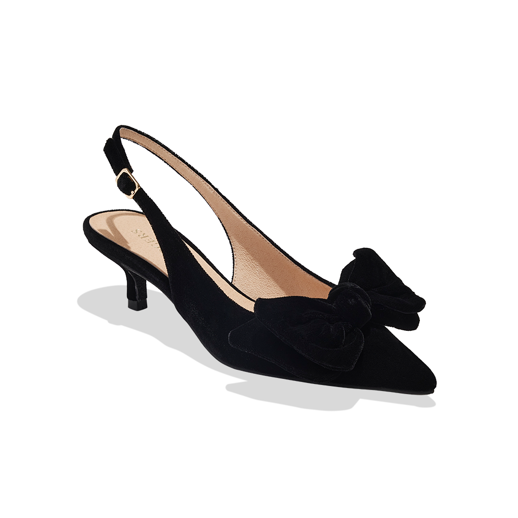 Debra Sling Back Velvet Kitten Heel