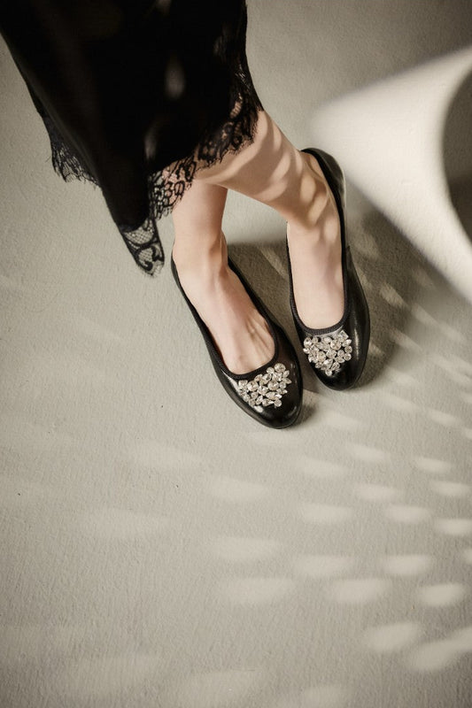 Ellina Jeweled Leather Ballet Flat