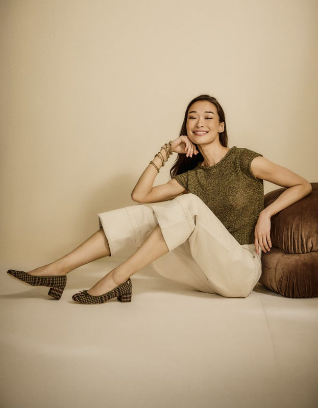 Maddy Fabric Low Block Heel