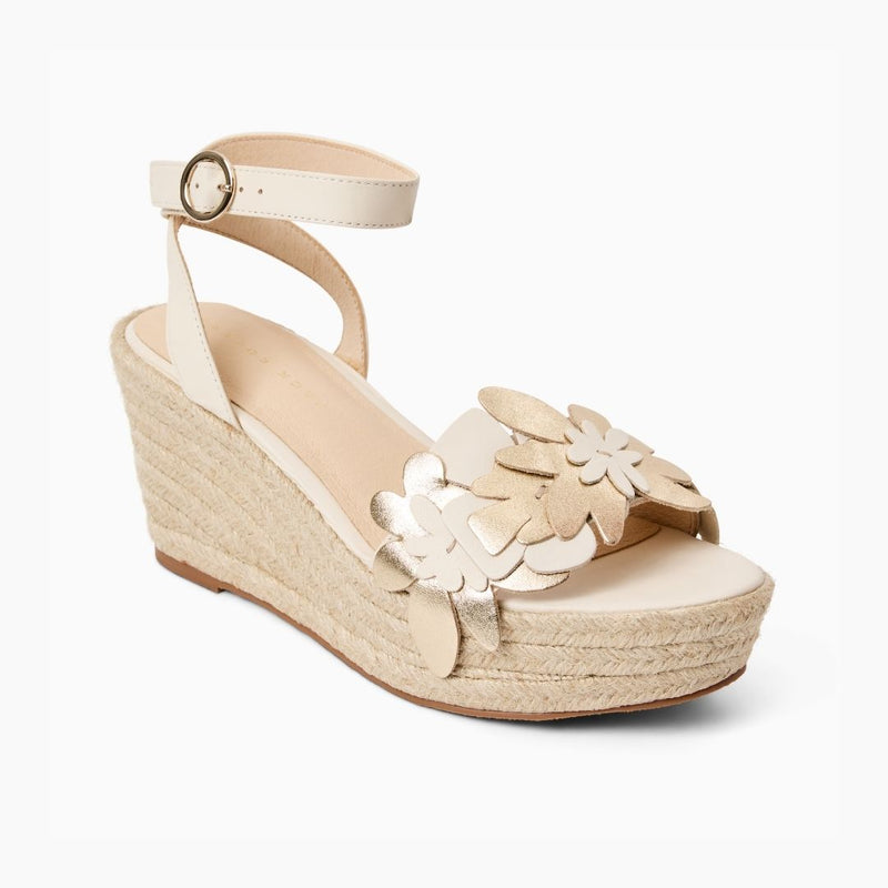 Talahi Leather Floral High Heel Wedge