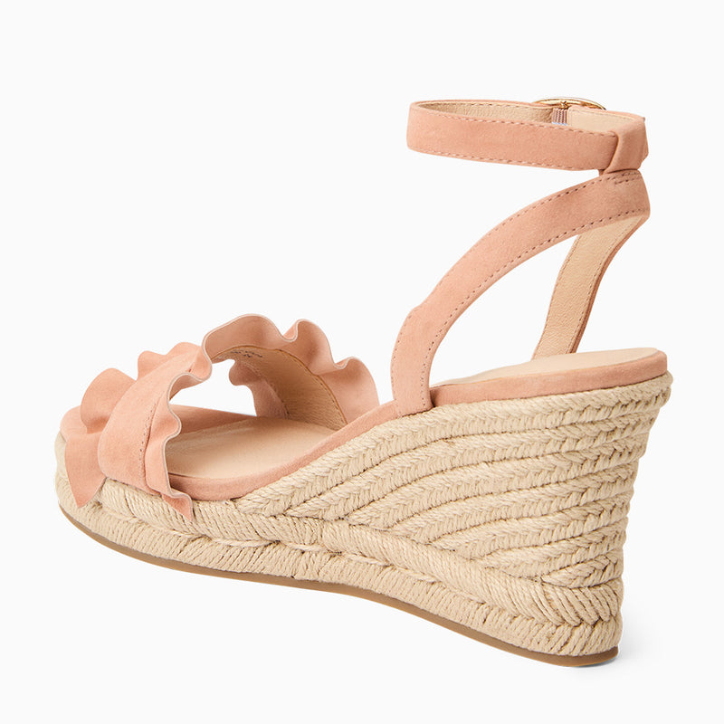 Rozette Suede Ruffle Wedge