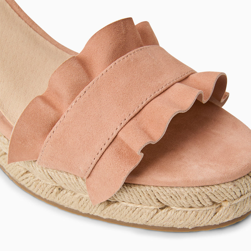 Rozette Suede Ruffle Wedge