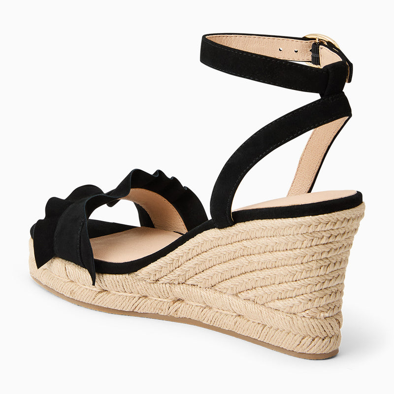 Rozette Suede Ruffle Wedge