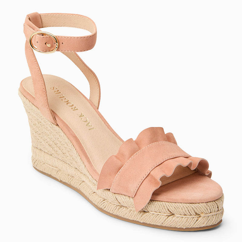 Rozette Suede Ruffle Wedge