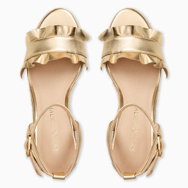 Rozette Leather Ruffle Wedge