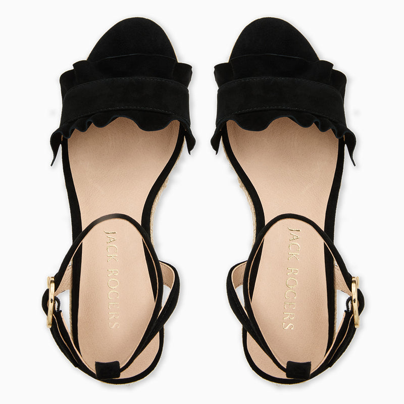 Rozette Suede Ruffle Wedge
