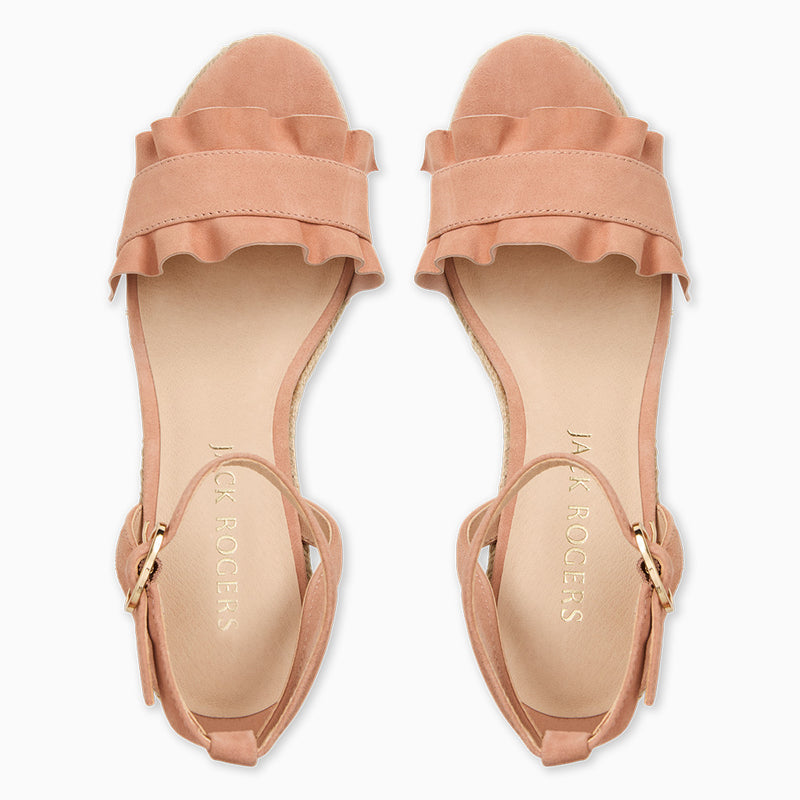 Rozette Suede Ruffle Wedge
