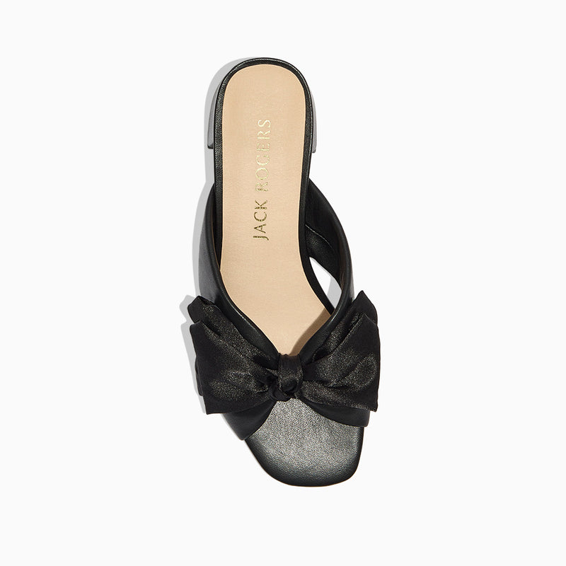 Debra Leather & Satin Bow Mid Heel