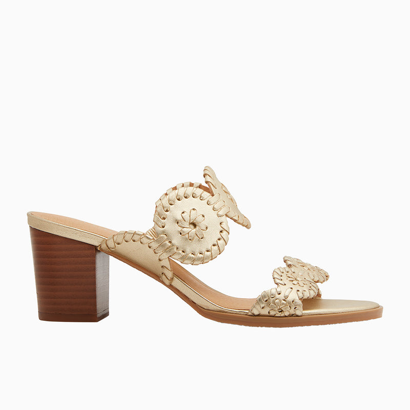 Lauren Leather Mid Block Heel