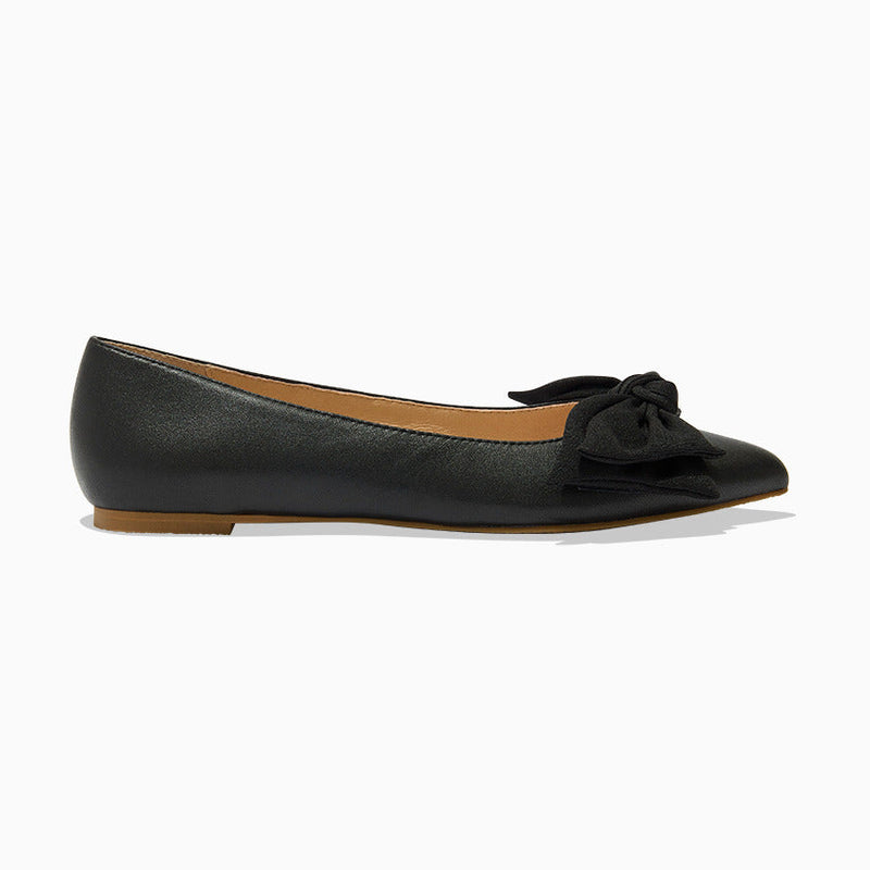 Debra Leather & Fabric Bow Ballet Flat