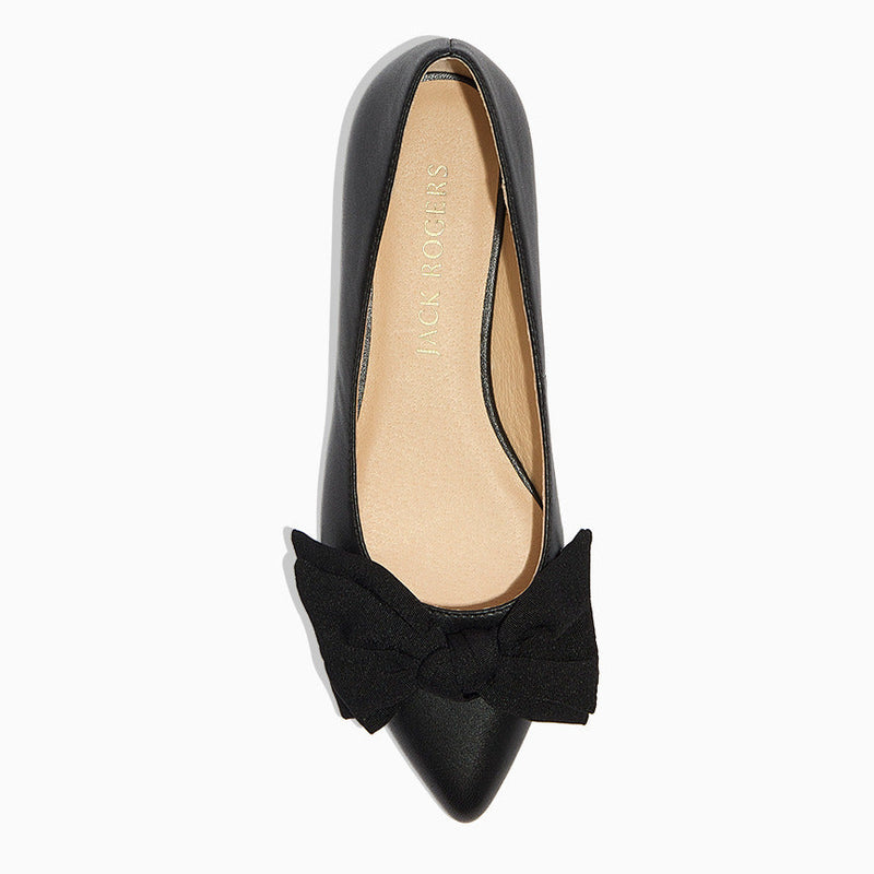 Debra Leather & Fabric Bow Ballet Flat