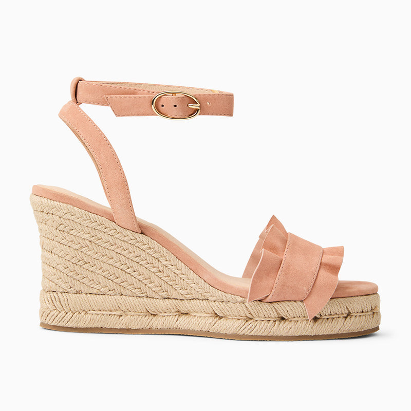 Rozette Suede Ruffle Wedge