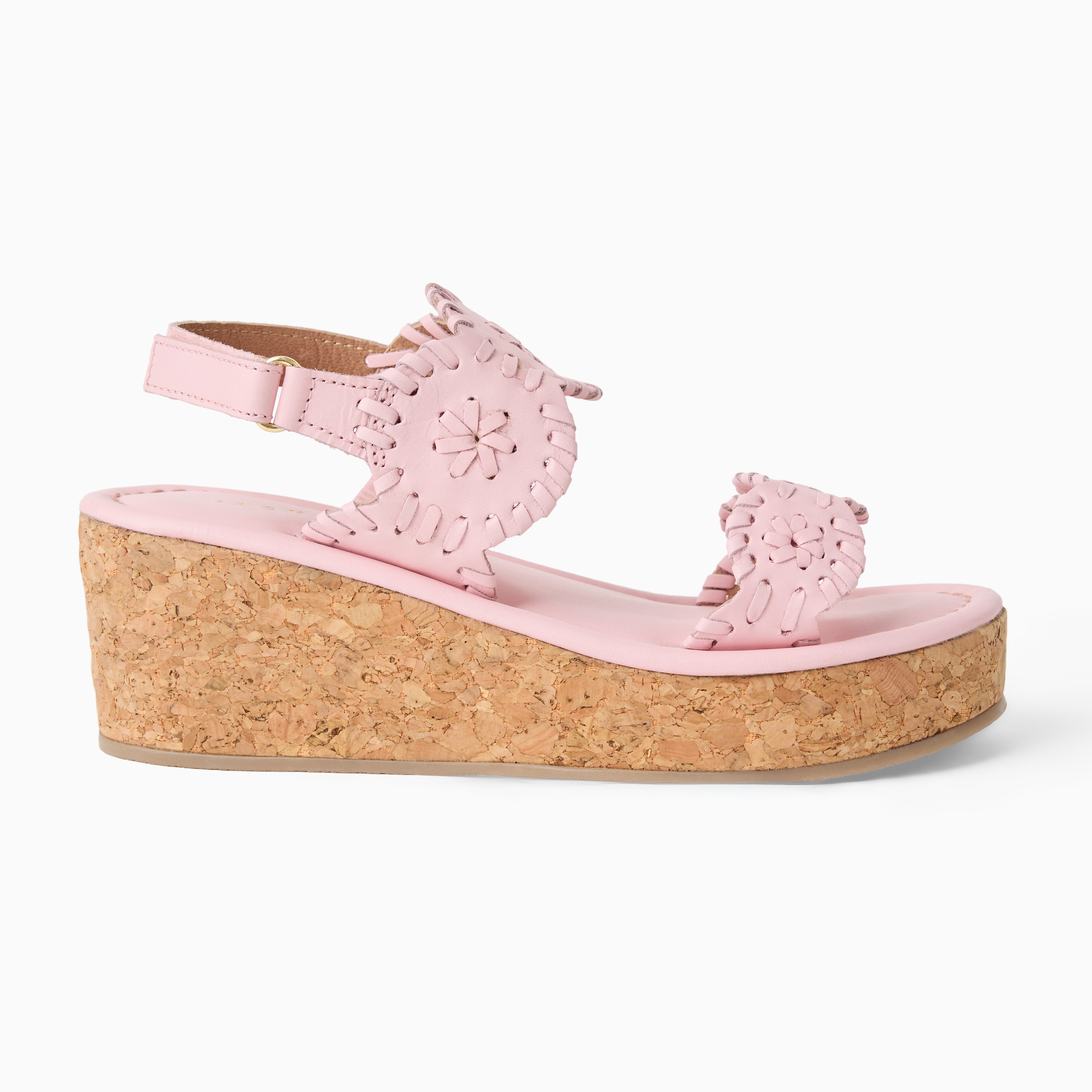 Jack Rogers Girls Laurin High Wedge Heels — Chalk Pink Nappa