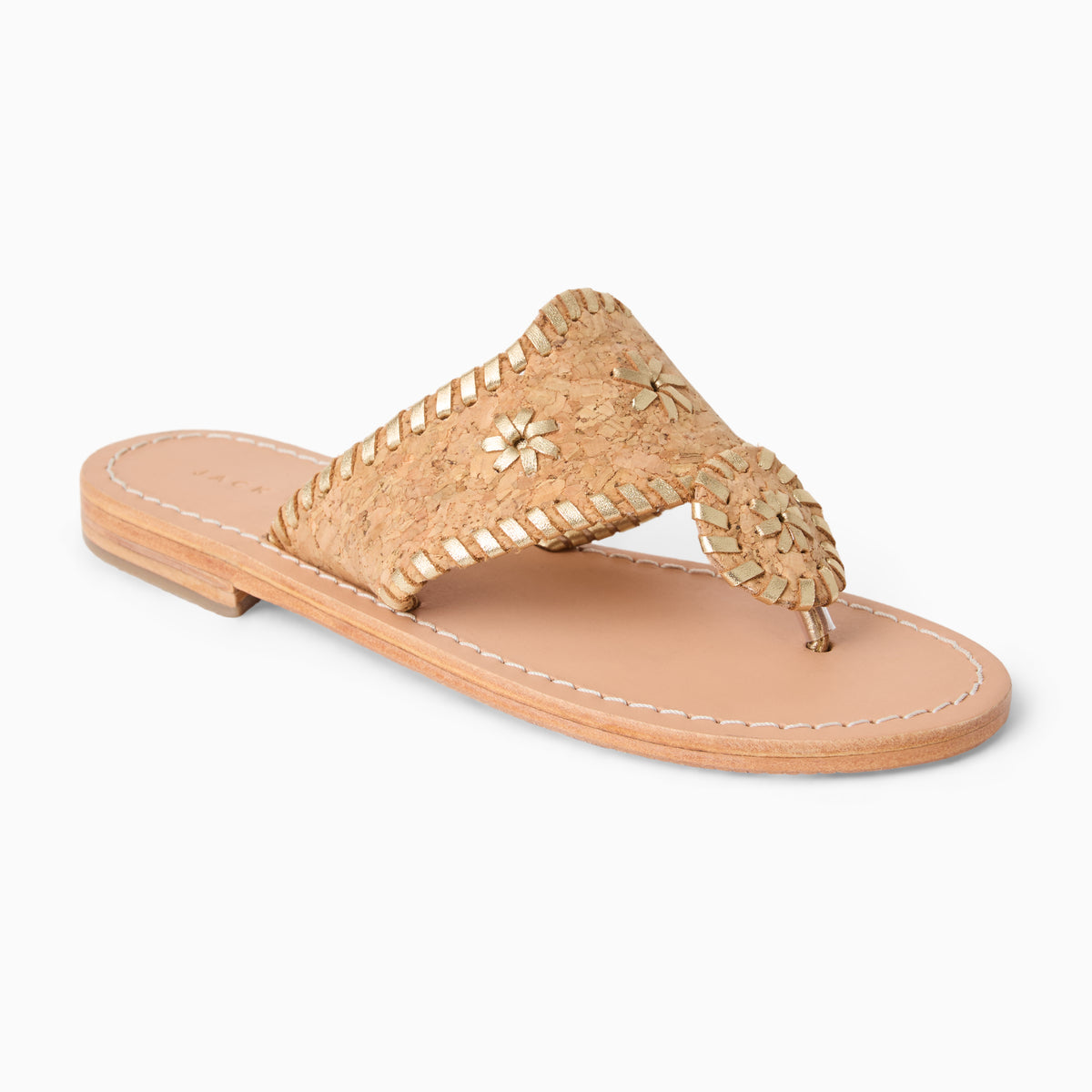 Girls Jacks Flat Sandal - Natural Cork / Gold – Jack Rogers USA