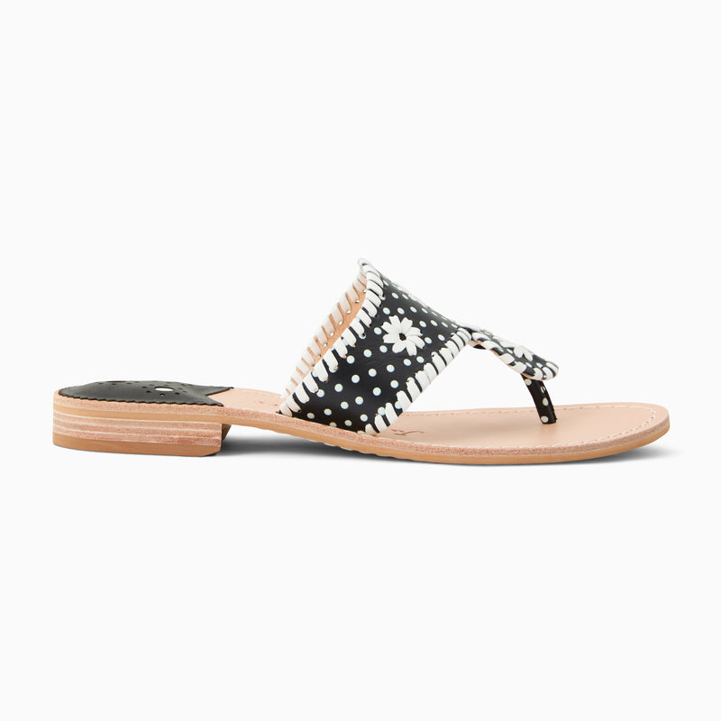 Jacks Polka Dot Leather Flat Sandal