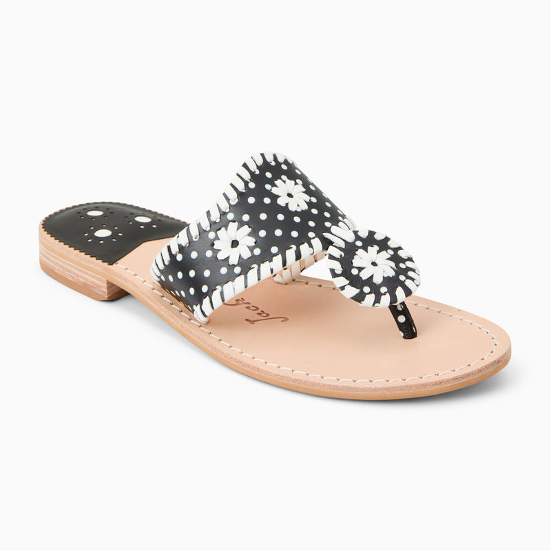 Jacks Polka Dot Leather Flat Sandal