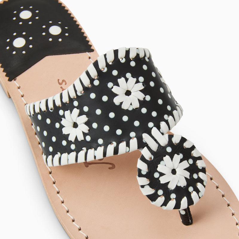 Jacks Polka Dot Leather Flat Sandal