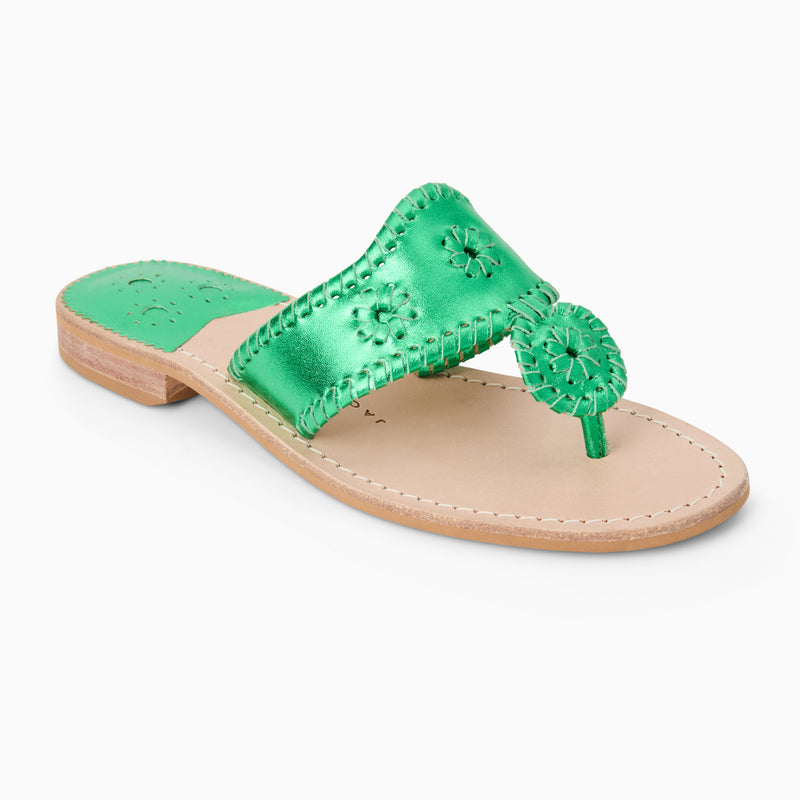 Jacks Metallic Leather Flat Sandal