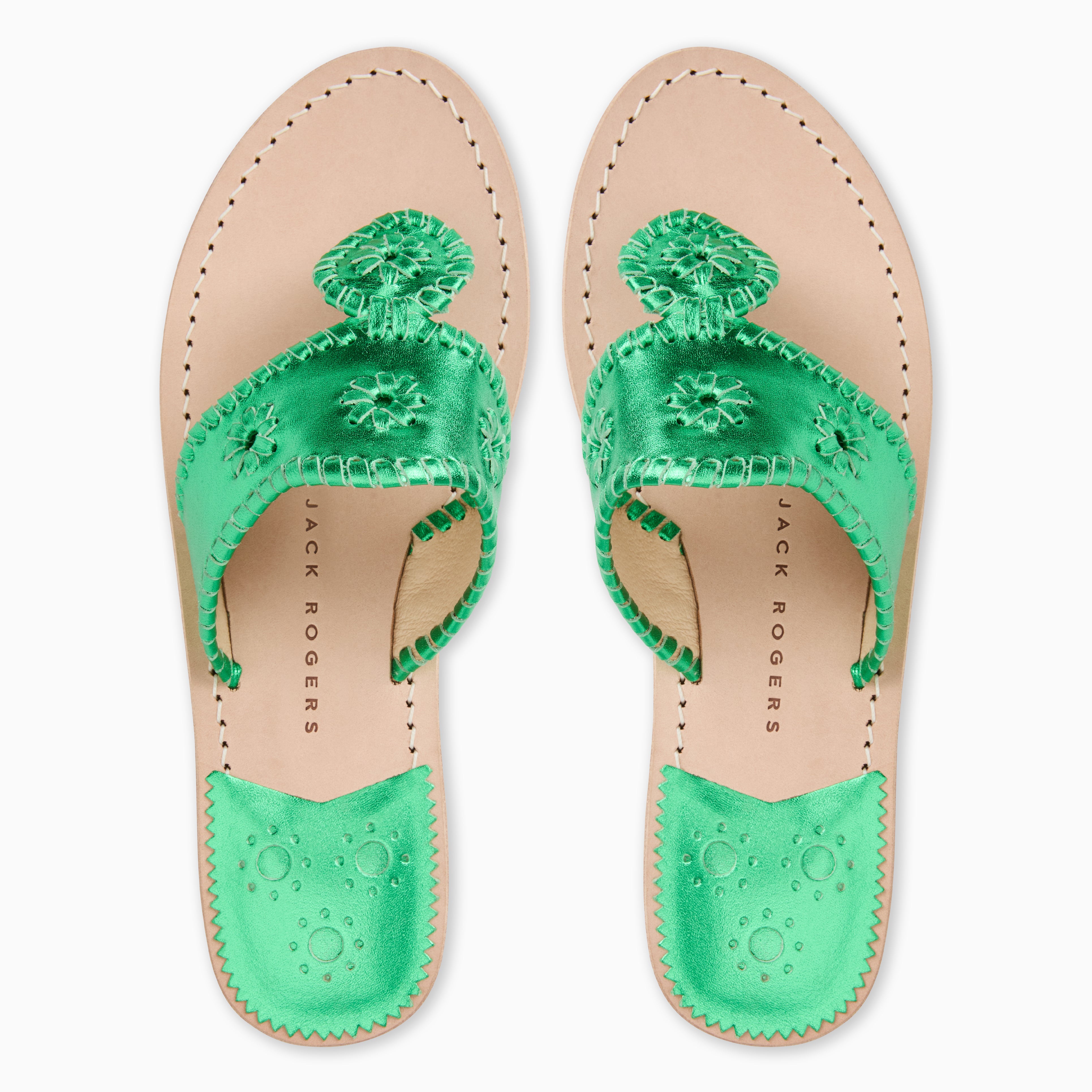 Jack Rogers Jacks Flat Leather Sandal – Emerald Green – Jack