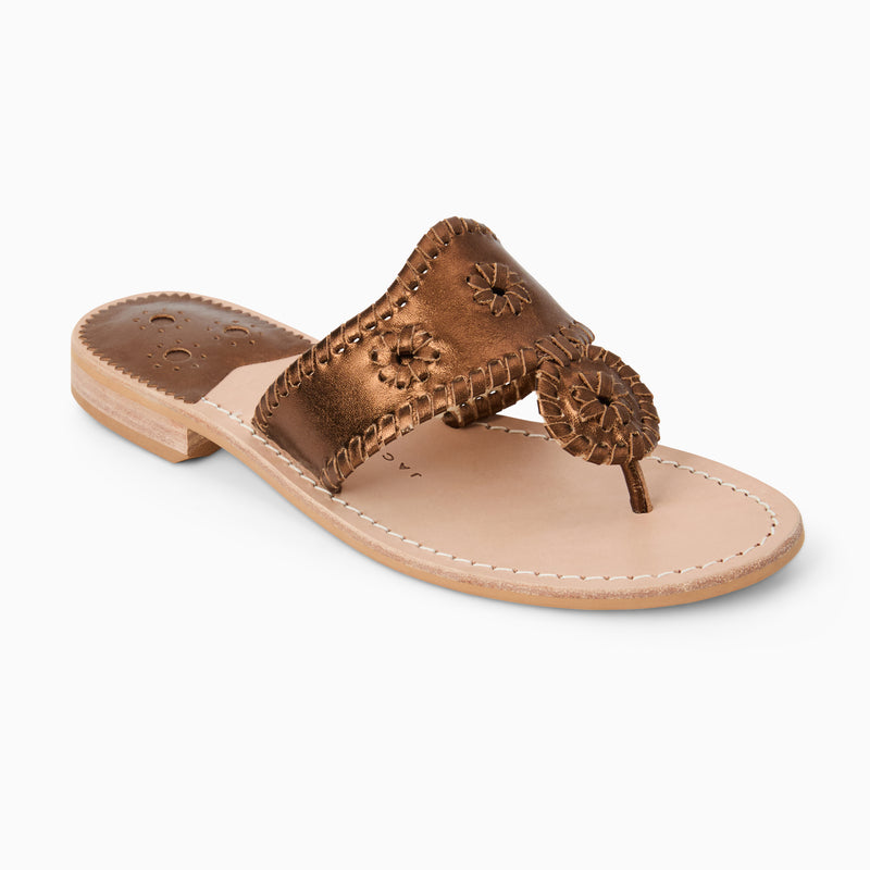 Jacks Metallic Leather Flat Sandal