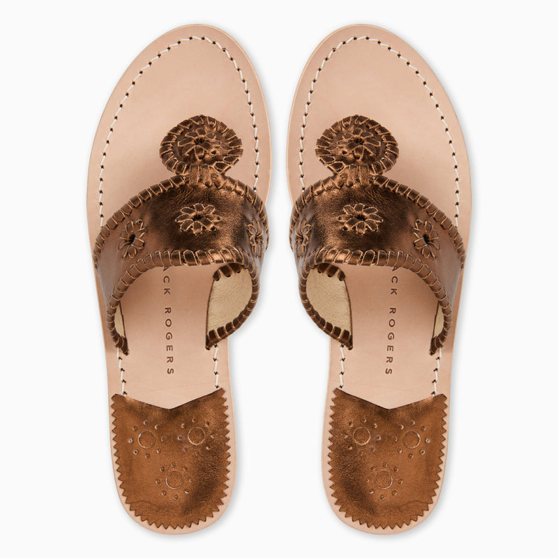 Jacks Metallic Leather Flat Sandal
