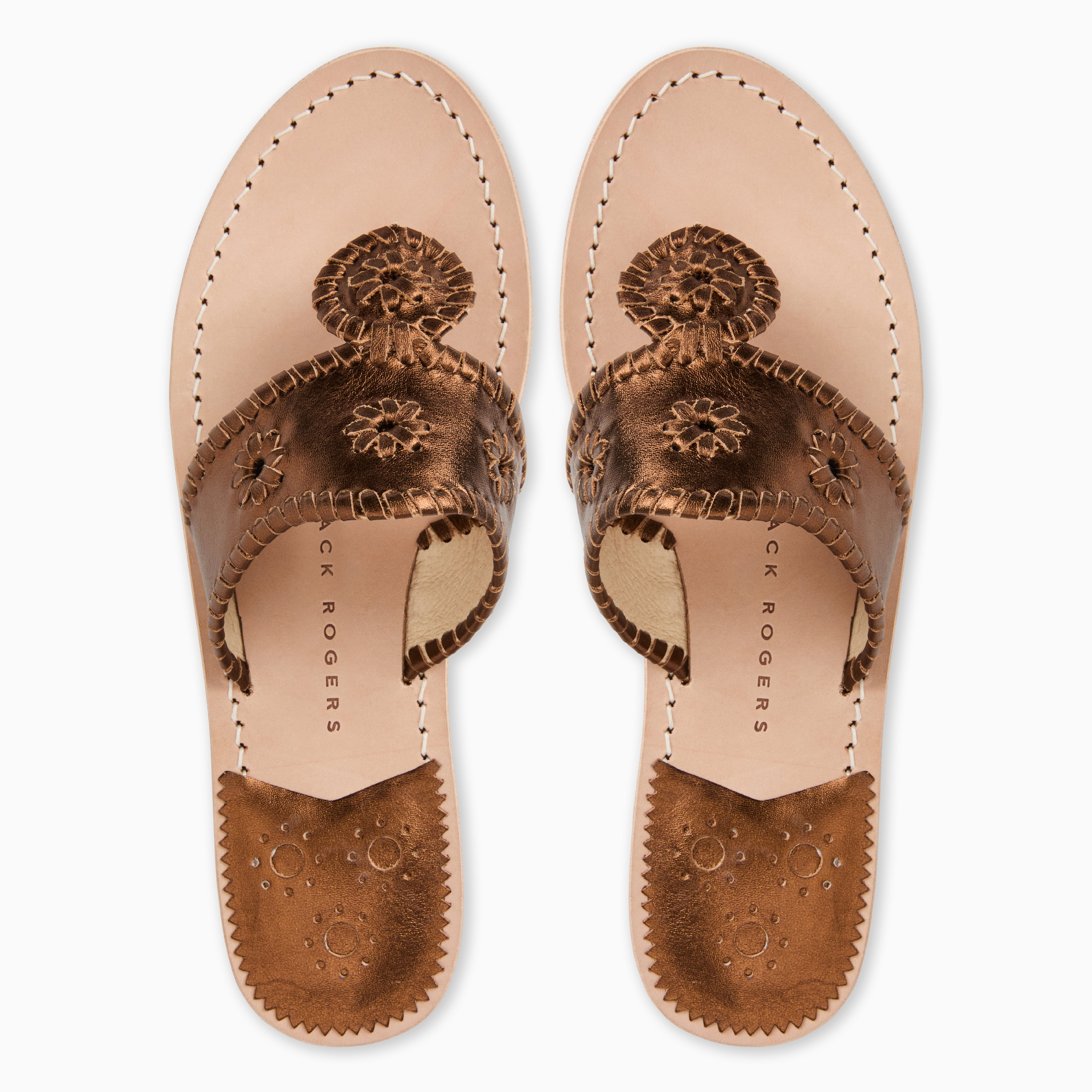 Jack Rogers Jacks Wid-Width Flat Sandal | Metallic Nappa Leather