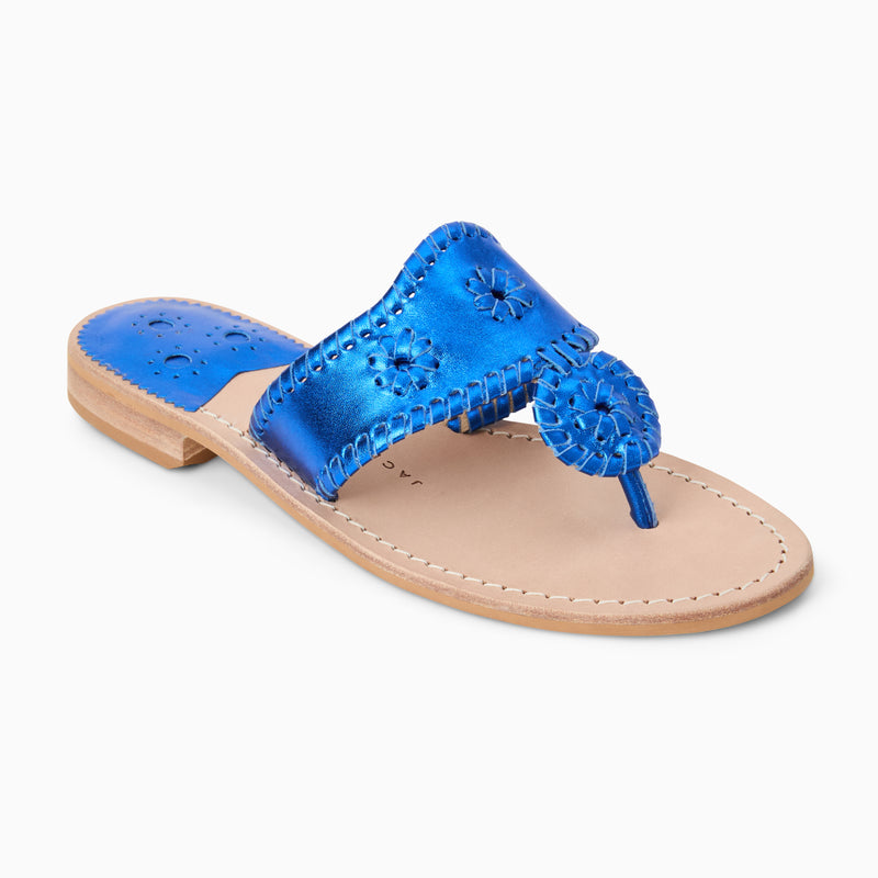 Jacks Metallic Leather Flat Sandal