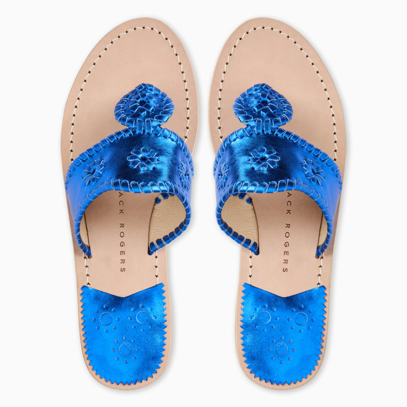 Jacks Metallic Leather Flat Sandal