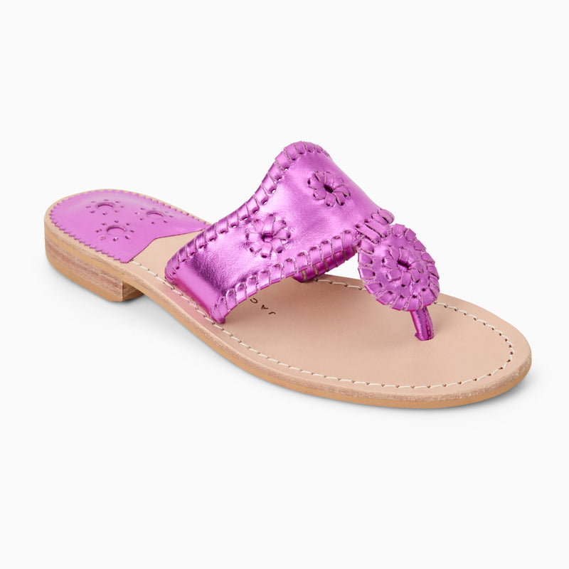 Jacks Metallic Leather Flat Sandal
