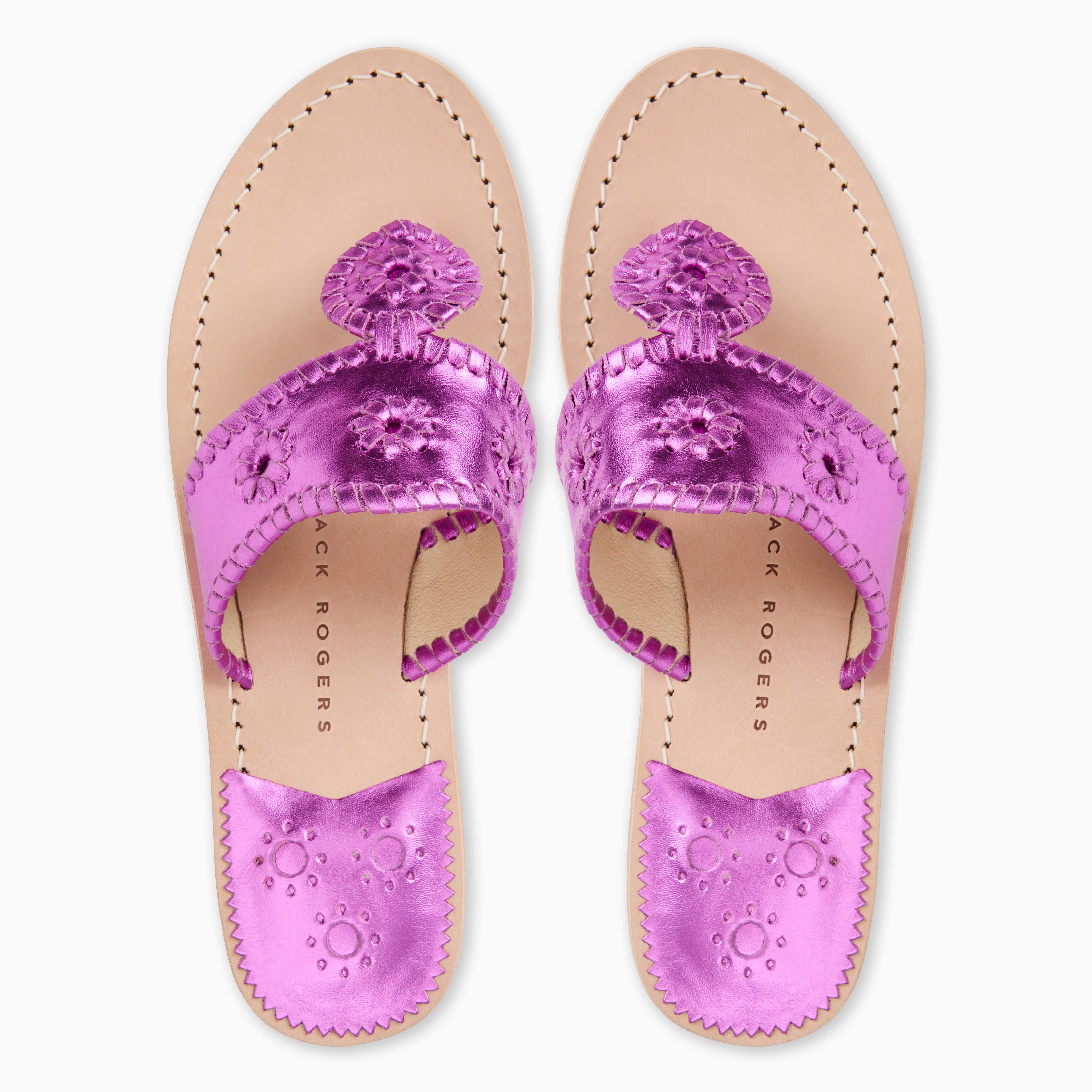 Jack Rogers Jacks Flat Leather Sandal – Magenta Pink – Jack Rogers USA