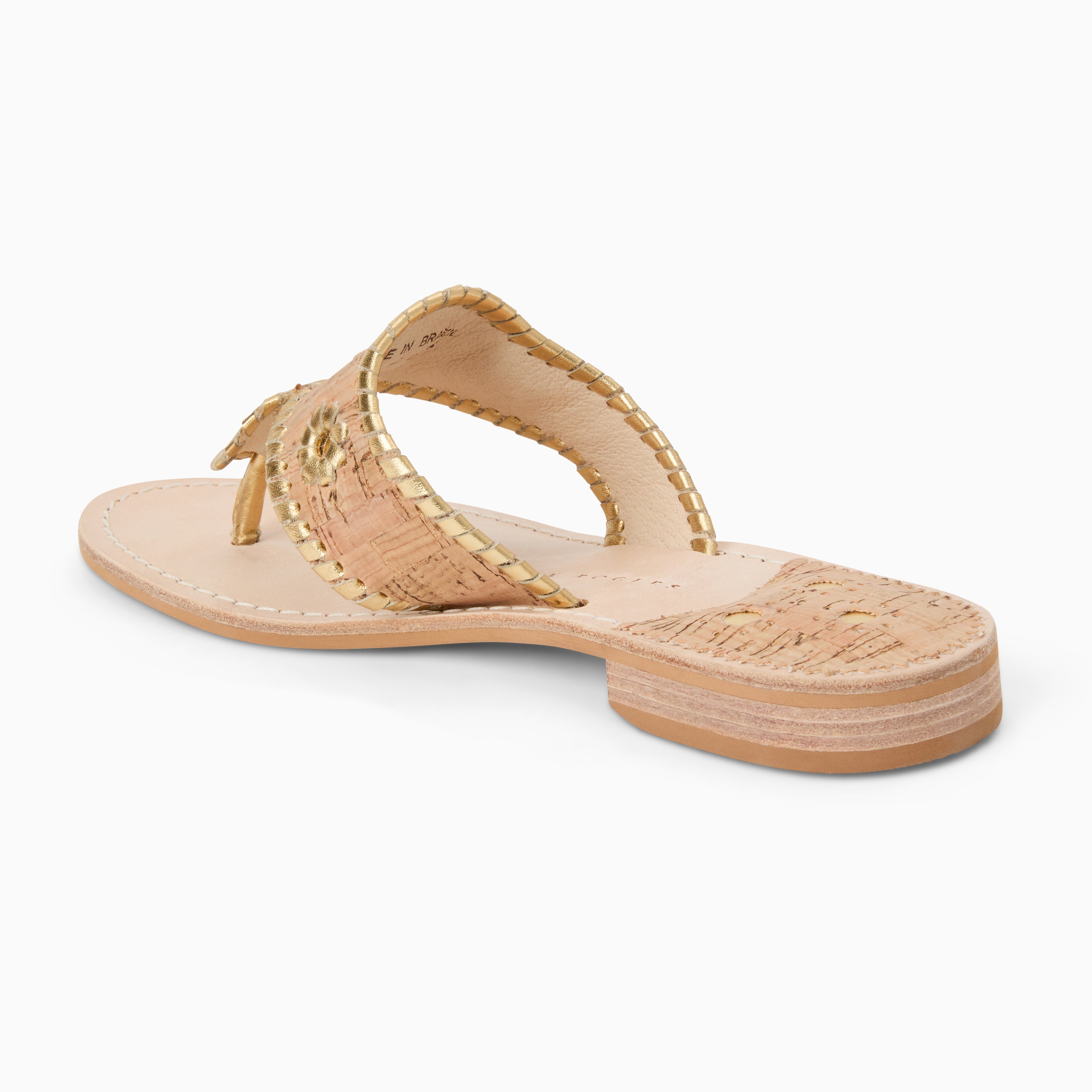 Jacks Flat Wide Sandal - Natural Cork / Gold – Jack Rogers USA