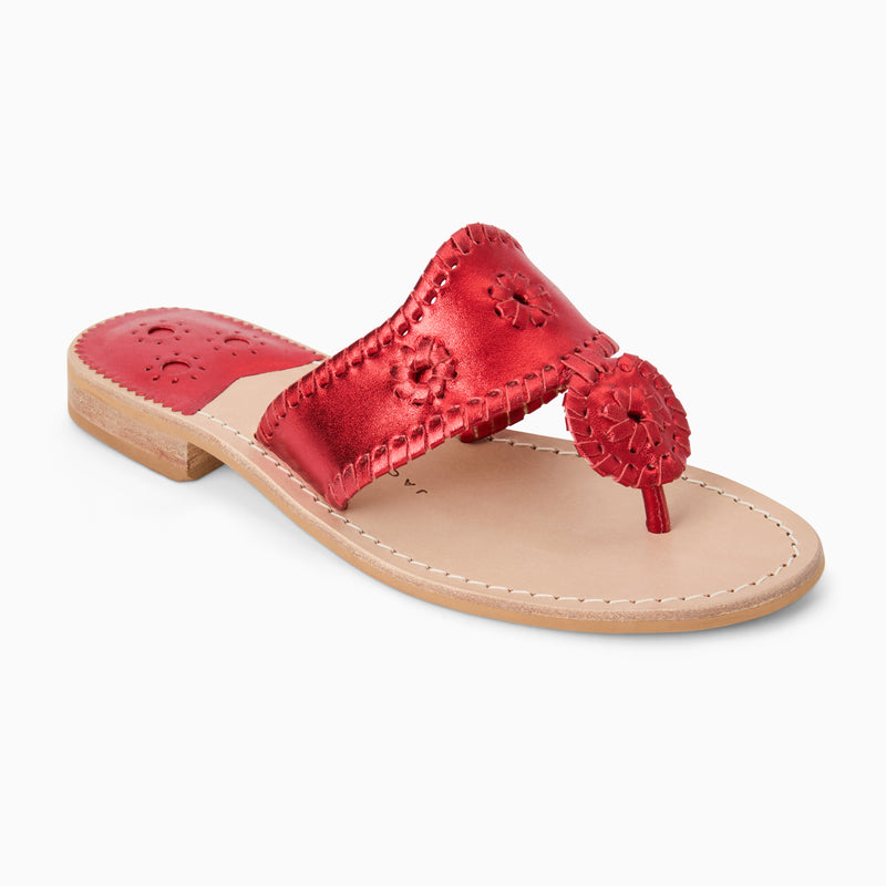 Jacks Metallic Leather Flat Sandal