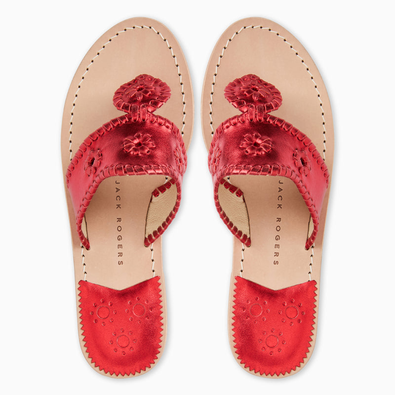 Jacks Metallic Leather Flat Sandal