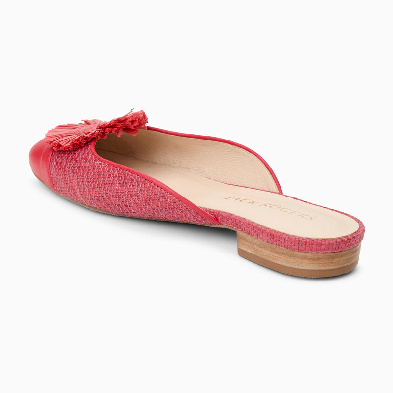 Tinsley Leather & Raffia Cap Toe Flat Mule