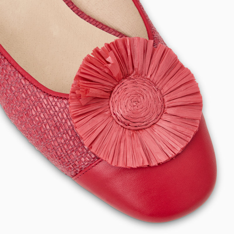 Tinsley Leather & Raffia Cap Toe Flat Mule