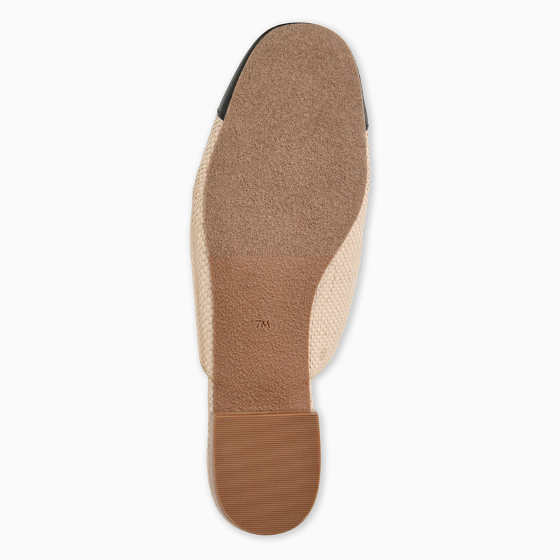 Tinsley Leather & Raffia Cap Toe Flat Mule